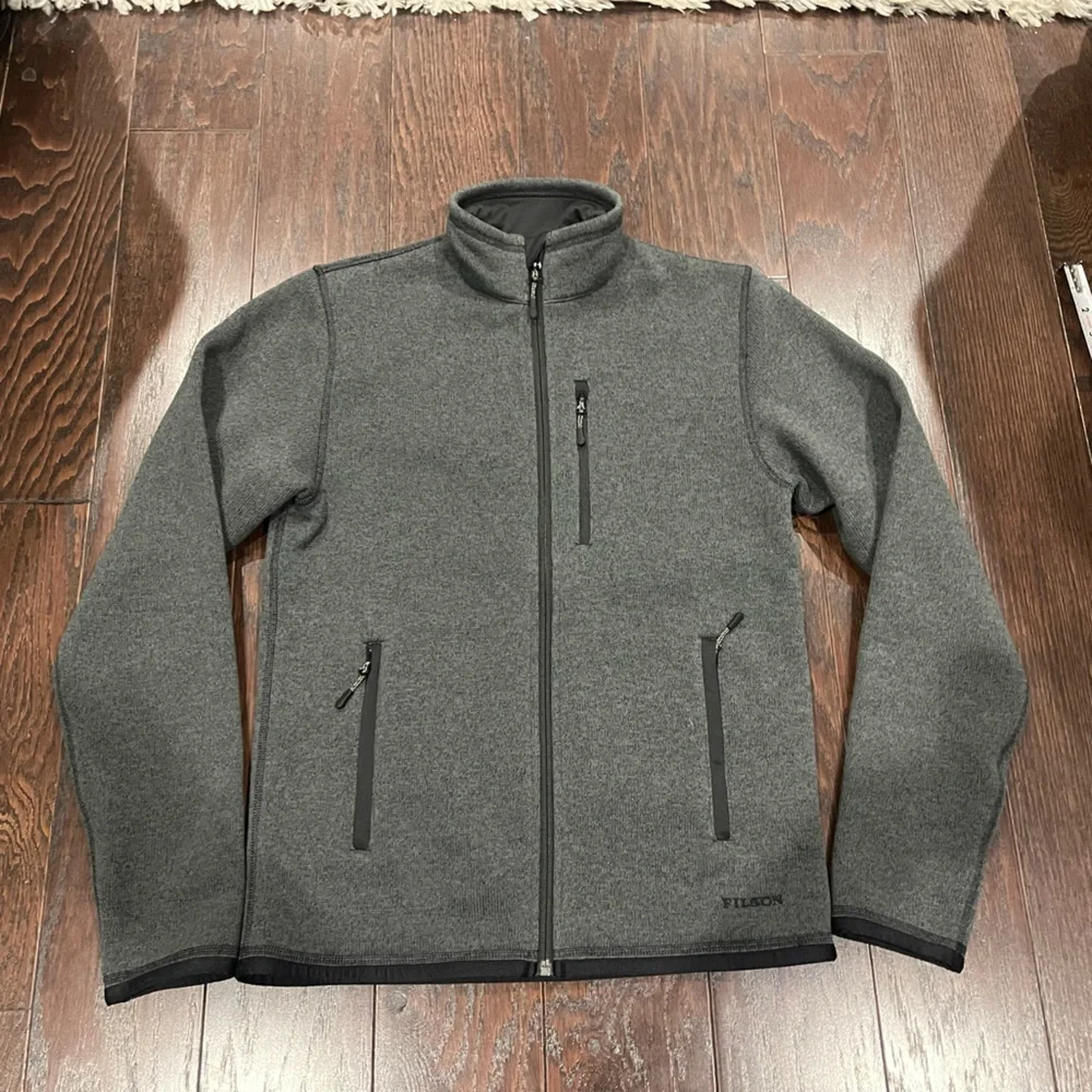 Filson Men Jacket Gray Ridgeway Polartec Full Zip Knit Outdoors Fleece Size XS